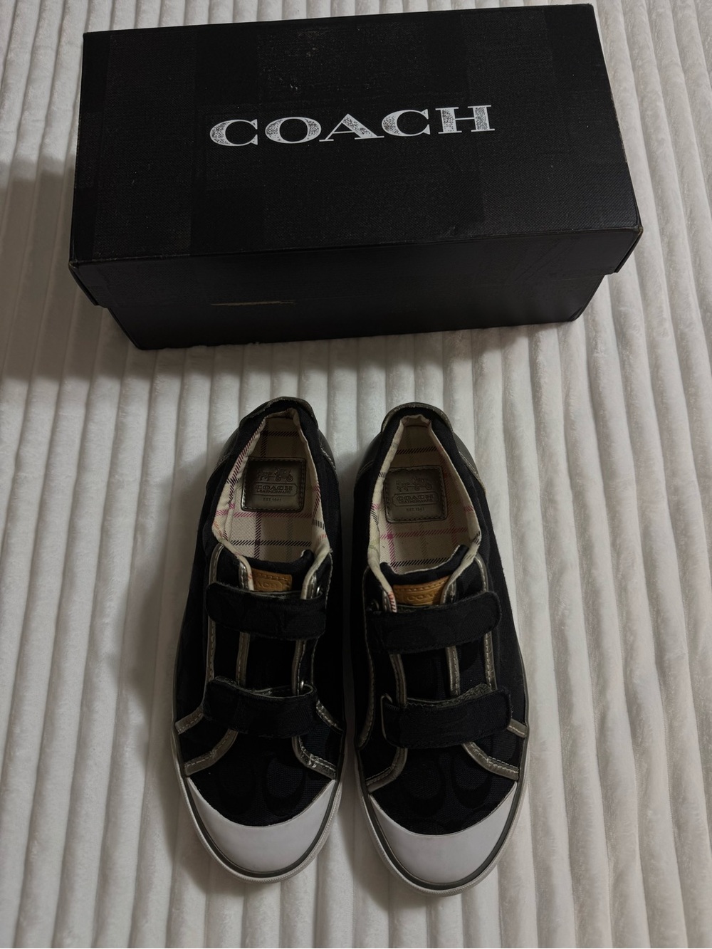 Coach Britt Black and Gold Logo Sneakers